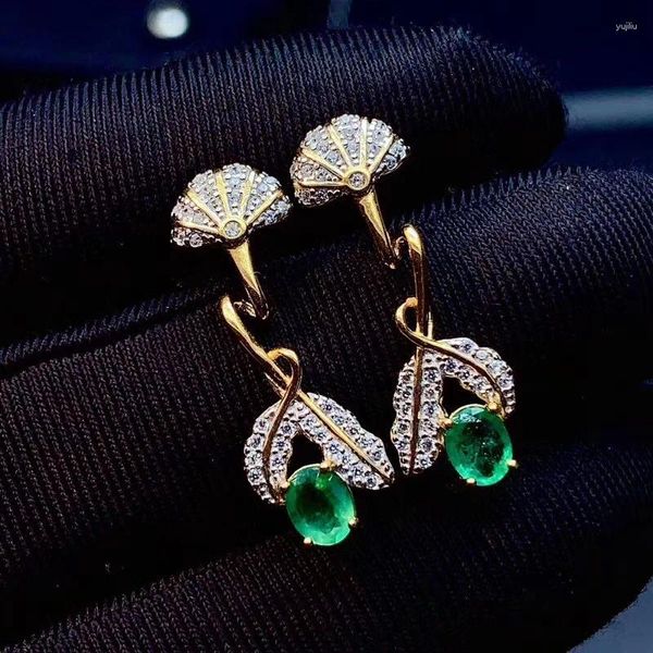 Stud Küpe Kjjeaxcmy Fine Jewelry 925 Sterlling Gümüş Doğal Emerald Kulak Saplamalar Bayanlar Kız Parti Doğum Günü Hediyesi Christams