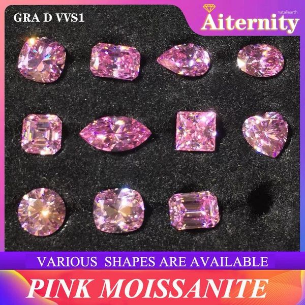 Свободные драгоценные камни, редкие цветные муассаниты, бриллианты принцессы в форме сердца, золотые, желтые, изумрудные, 0,5–3 карата, цвет розового камня VVS1