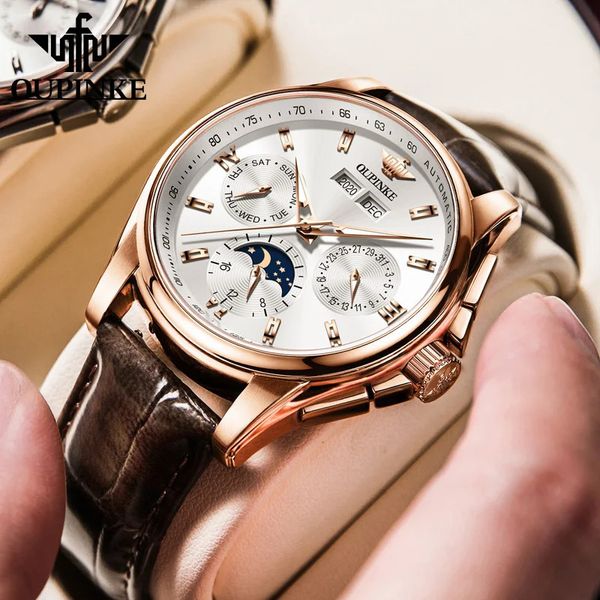Наручные часы OUPINKE Мужские роскошные часы для мужчин, мужские механические наручные часы лучшего бренда с сапфировым стеклом, водонепроницаемые автоматические часы, подарочный набор 231027