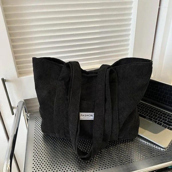 Marsupi Borsa a tracolla Foufurieux Borsa tote di grande capacità Borsa per computer in velluto a coste per studenti universitari