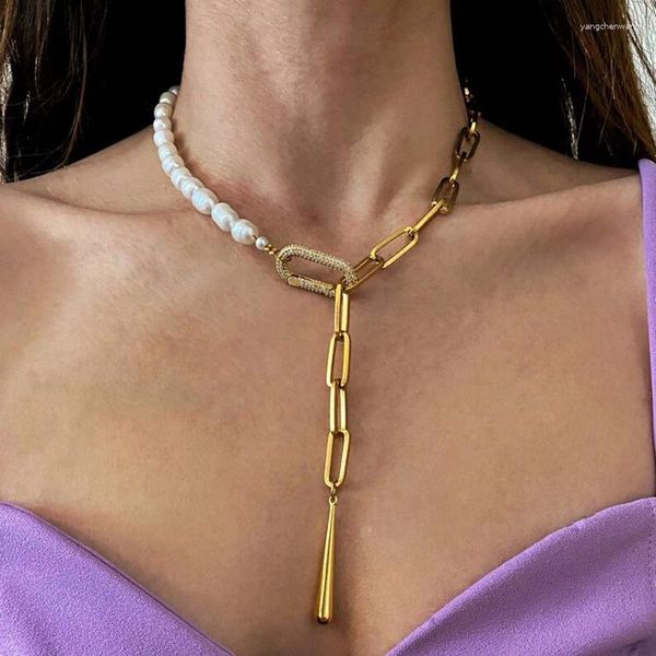 Колье из натурального пресноводного жемчуга в стиле барокко, массивная цепочка, ожерелье для женщин и девочек, подарок, белые украшения