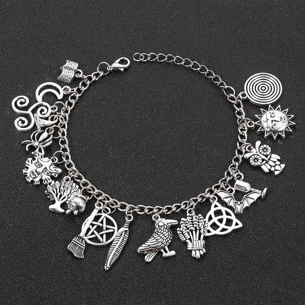 Charm Armbänder Halloween Armband Reicher Anhänger Stern Mond Horror Spinne Magie Besen Punk Weihnachten Damen Schmuck323F