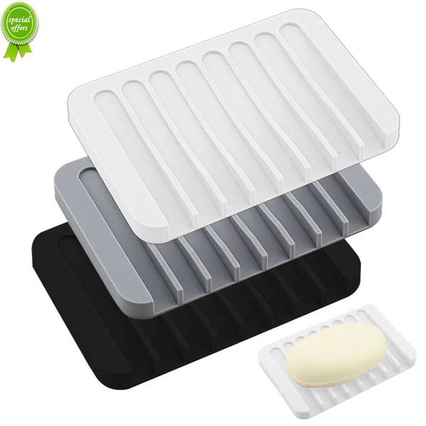 Boîte à savon en Silicone, porte-barre à savon auto-drainant, support de rangement de savon de douche, évier de cuisine, plateau à éponge, organisateur fournitures de salle de bains