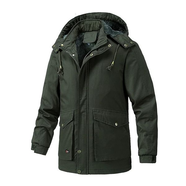 Homens para baixo parkas quente longo inverno velo grosso à prova de vento sólido jaqueta militar casaco com capuz casual parka jaquetas de alta qualidade masculino 231026