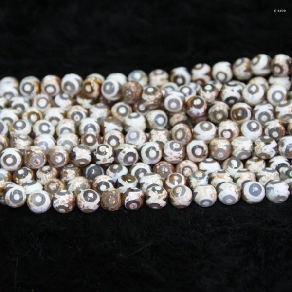 Correntes 10mm Tan Mystical Tibetano Colar Esférico Beads Bola Dzi Loose Gems Stone Gate