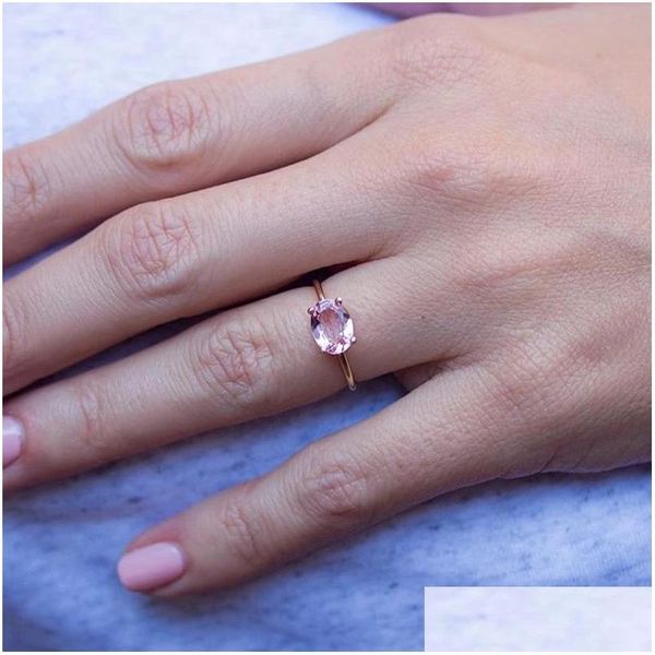 Anéis de banda anéis para mulheres simples mticolor oval zircon luz colorf atacado noiva jóias amizade presente r865 gota entregar dhgarden ot8lp