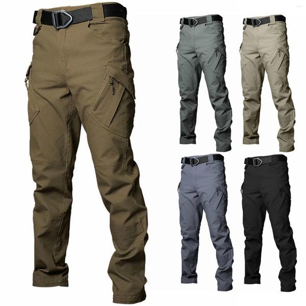 Pantaloni da uomo Pantaloni sportivi da uomo elastici multitasche per esterni con tubo dritto con tasche