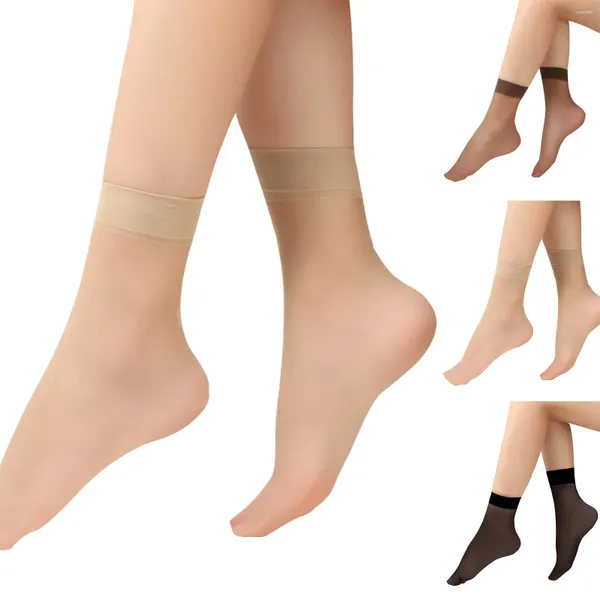 Женские носки, 10 пар прозрачных носков до щиколотки, женские нейлоновые высокие чулки, мягкие женские