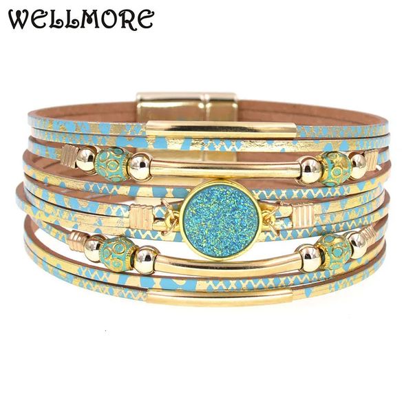 Charm-Armbänder WELLMORE Damen-Armbänder Bohemia Fashion Wickelarmband Leder für Damenschmuck Großhandel 231027