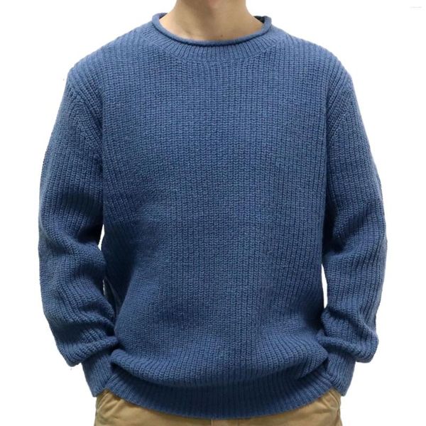 Maglioni da uomo Maglione da uomo Autunno e inverno girocollo pullover a maniche lunghe fondo blu navy top in maglia maschile