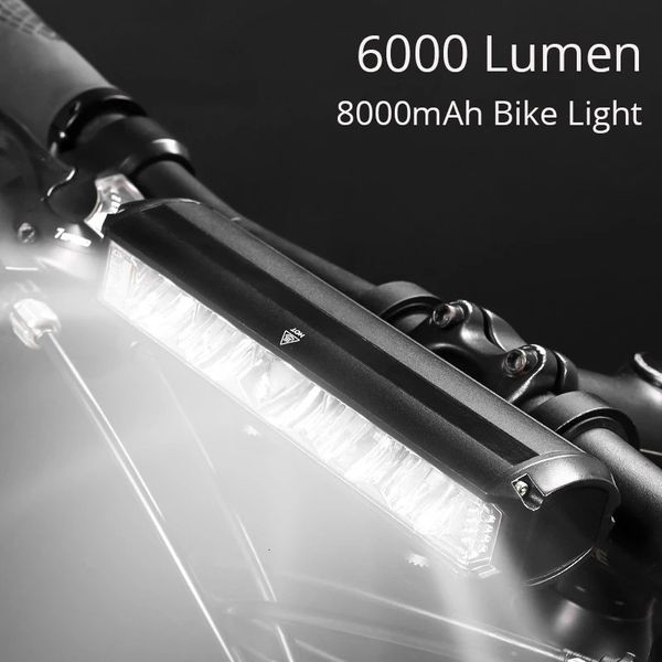 Luci per bici 6000 lumen luce anteriore per bicicletta ricaricabile 8000mAh luce per bicicletta elettrica USB LED luce per bicicletta Mtb kit luce posteriore accessori 231027