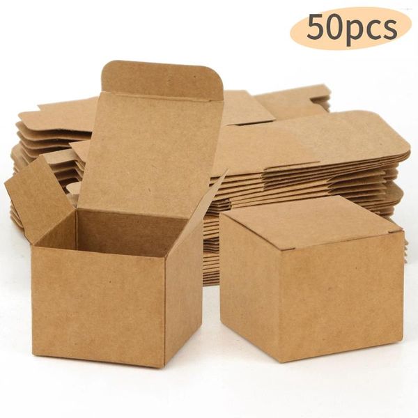 Envoltório de presente 50pcs / Brown Kraft Carton DIY Artesanato Embalagem Caixa de Festa de Casamento Multi Tamanho Logotipo Personalizado