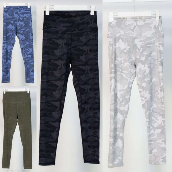 Lu Lu lemens Align Leopard Pantaloni da yoga lunghi da donna Leggings sportivi mimetici nudi da allenamento Pantaloni mimetici Pantaloni sportivi scrunch senza cuciture Elastico Nono Pantalone Esercizio