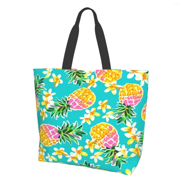 Alışveriş çantaları sevimli ananaslar dikişsiz moda baskı tote kadınlar için yeniden kullanılabilir bakkal büyük