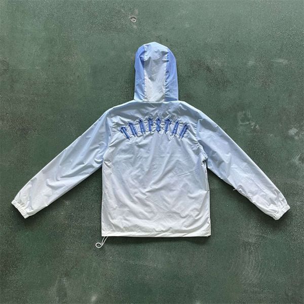 Sıcak Satış Erkekler Ceket Trapstar Irongate T Windbreaker Mavi Grdient Mavi Üst Kalite İşlemeli Kadın Boyutları XS-XLDESIGNER HOODIE SML