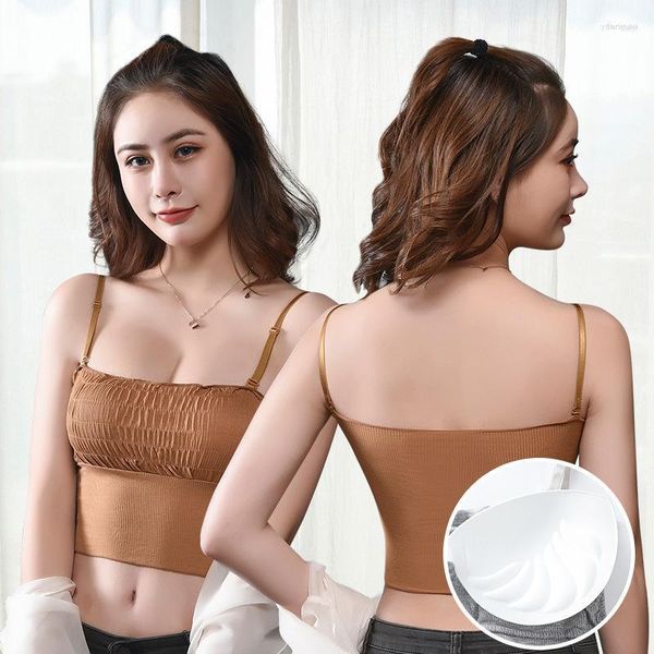 Bustiers Korsetts Frauen Sexy Crop Top Tube Tops Sommer Dessous Nahtlose Unterwäsche Gepolstertes Bustier Bandeau Eingewickelte Brust UnterwäscheBustiers