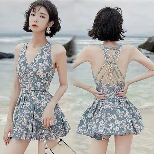 Yoga roupa mulheres maiô baixo corte sexy floral halter backless feminino sutiã francês praia linda volta gelo seda sem costura fina alça de ombro