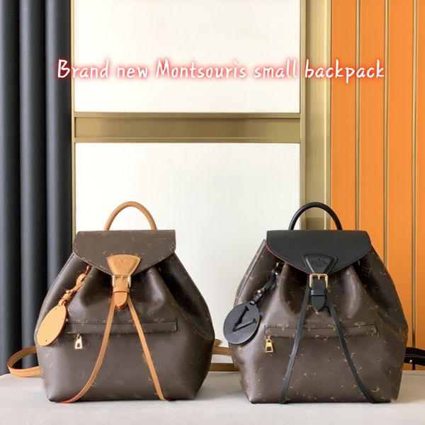 Top-Level 10A Brandneuer kleiner Montsouris-Rucksack, klassischer Designer-Studentenrucksack für Männer, echtes Leder, doppelte Umhängetasche, Design-Handtasche, Schulrucksäcke