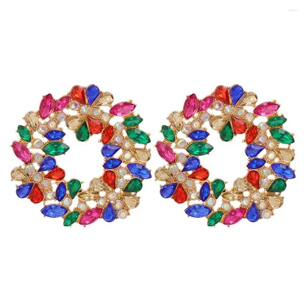 Brincos de garanhão tendência de verão metal multicolorido strass redondo som banquete moda jóias 2023 acessórios de charme feminino