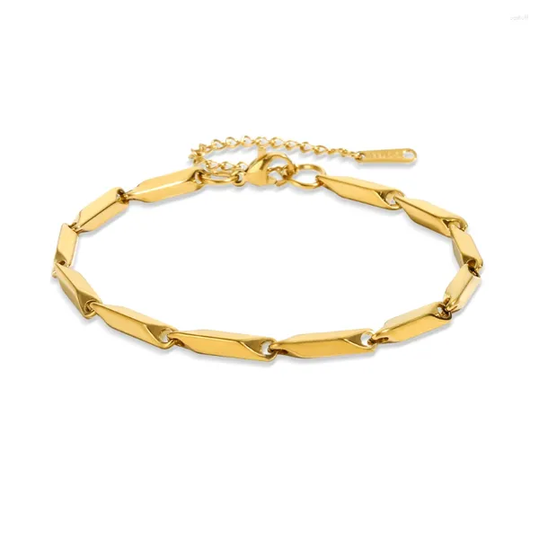 Braccialetti con ciondoli Bracciale a catena di lusso leggero color oro per donna Uomo Acciaio inossidabile Bambù Nessun gioiello sbiadito Regalo Hip Hop