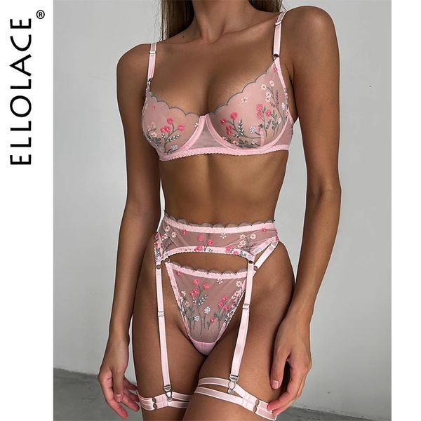 Set sexy Ellolace Fairy Lingerie floreale trasparente reggiseno fantasia intimo delicato pizzo reggicalze set San Valentino vacanza sexy intimo 231027