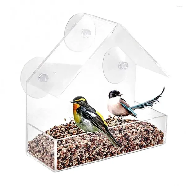 Outros suprimentos de pássaros Acrílico Transparente Ventosa Alimentadores Alimentadores de Janela de Vidro Transparente Alimentador de Sementes Pendurado Birdhouse Birds Watching Presentes