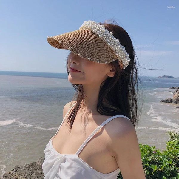Bisiklet şapkaları güneş şapkası taşınabilir plaj yaz gündelik saman vizörleri kapak anti UV tenis vizör kadınları