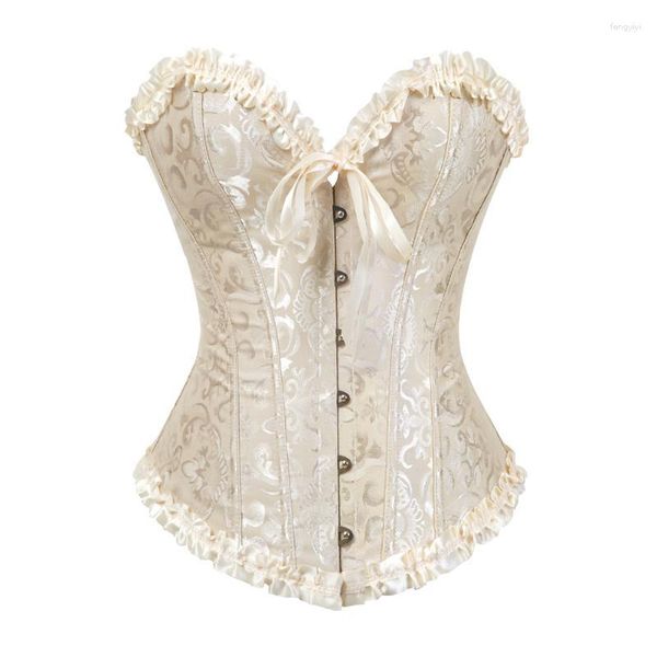 Bustiers espartilhos corselet para mulheres steampunk plus size vestido burlesco com saia trajes vintage listrado rendas até espartilho bustier shaperb