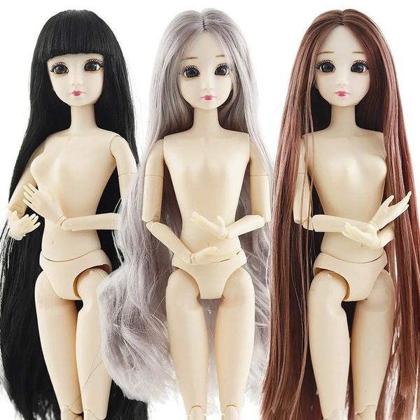 Bambole BJD Doll 30 cm 20 mobili snodati occhi 3D Bjd in plastica per ragazze giocattoli parrucca lunga corpo nudo femminile moda regalo di Natale 231026