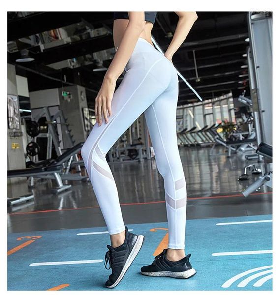 Roupas de Yoga Malha Patchwork Calças Mulheres Fitness Leggings 2023 Quick Dry Apertado Ginásio Roupas Run Sexy Push Up Workout Exercício Sportwear
