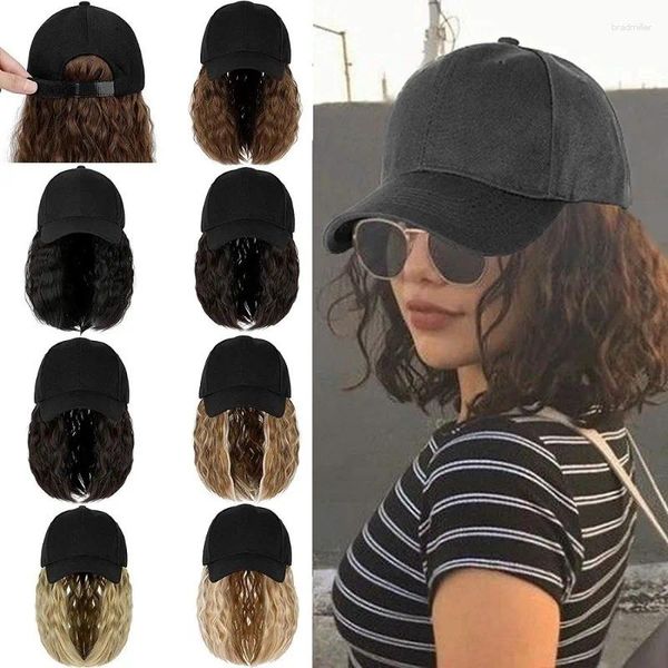 Top Caps Wig Hats Kadın Moda Güneşlik Bir Parçalı Beyzbol Kapağı Doğa Trendleri Kıvırcık Şapka Kısa Bonnetler