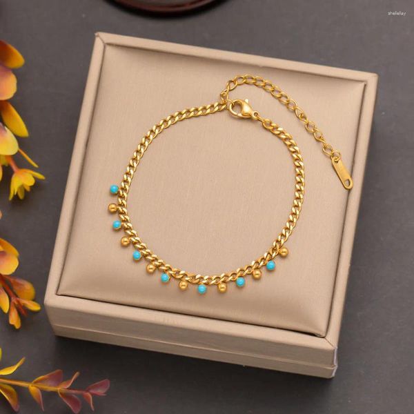 Charme pulseiras de aço inoxidável tendência esmalte contas pulseira para mulheres moda menina ouro cor pulseira festa de aniversário pulso jóias presente