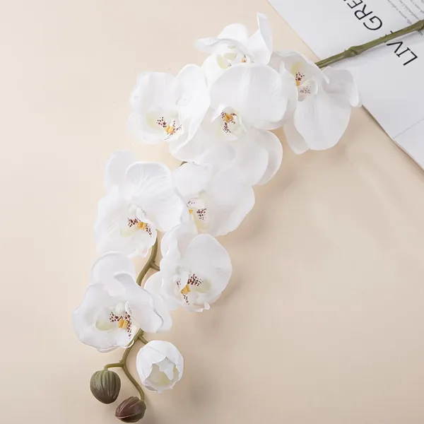 Fiori decorativi La sensazione della mano è troppo appiccicosa per bagnare la grande decorazione domestica di simulazione di fiori artificiali di nozze Phalaenopsis
