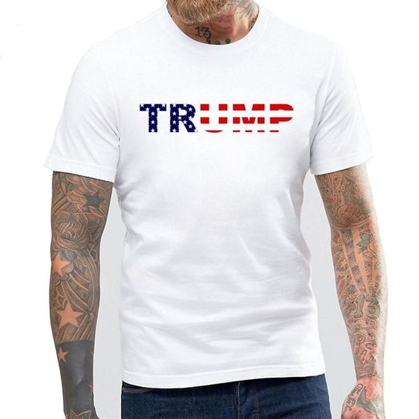 ABD Yeni Başkan Trump Taraftarları Tezahürat Erkek Tişörtleri Trump Mektupları Pamuk Kısa O yaka Tshirt Erkek Marka Giyim 326s