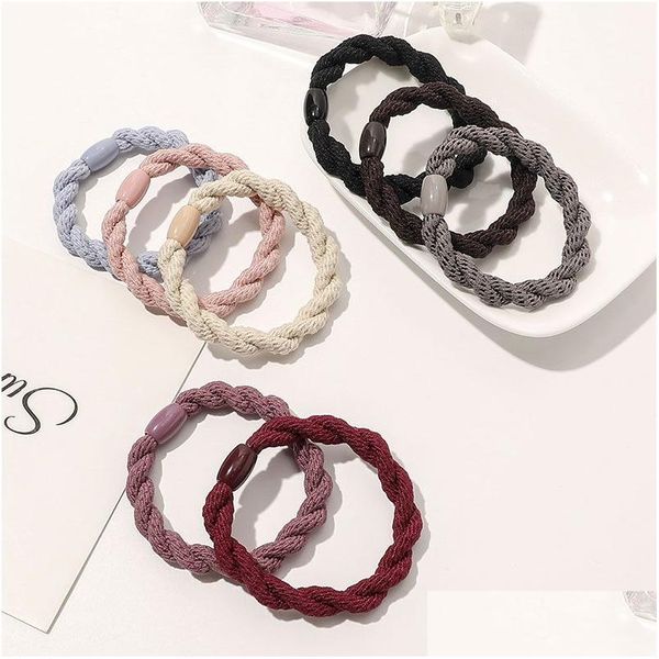 Acessórios de cabelo Mulheres Elásticas Bandas de Borracha de Alta Qualidade Meninas Anel Corda Scrunchies Cor Sólida Rabo de Cavalo Gravatas Goma Entrega Produc Dhnig