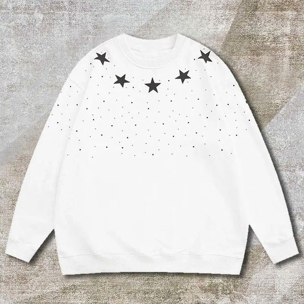 Hoodies masculinos marca o-pescoço estrela padrão strass streetwear moletom masculino sudadera hombre outono casual impressão tshirt topo