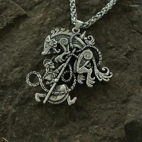 Collane con ciondolo Lanseis 1 pz Goccia Collana da uomo vichingo ODIN Warrior NORSE WOLF