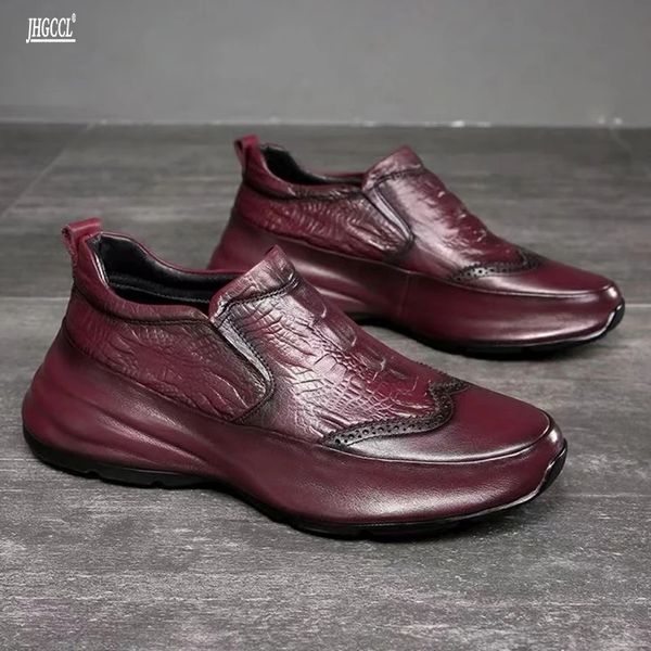 2023 nova explosão sapatos de moda crocodilo britânico todos os jogos respirável sapatos masculinos bolsa de couro sola sapatos de couro casuais masculinos a34
