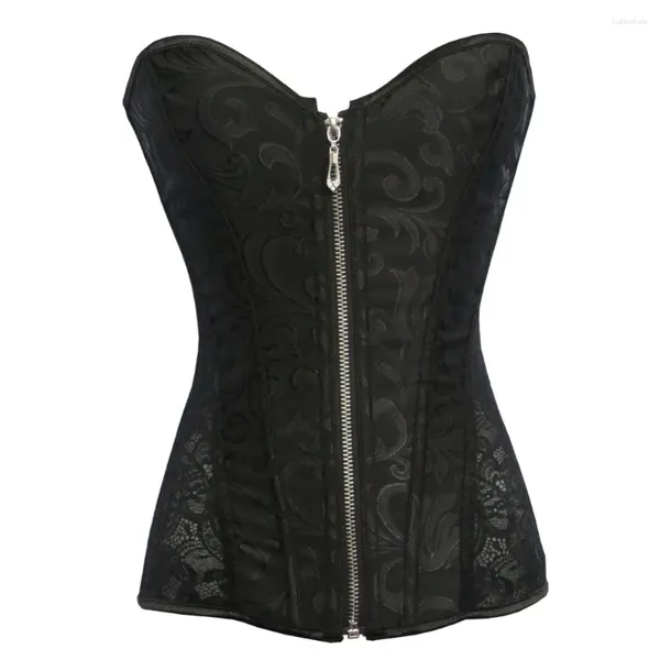 Bustini Corsetti XS-XXL Donna Sexy Nero Con lacci e zip gotica Overbust Corsetto Cincher Dimagrante Body Shaper Plus Size