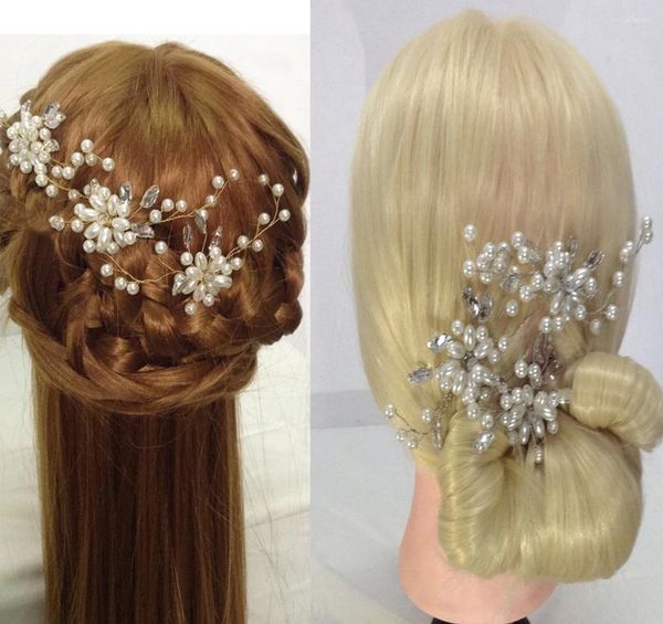 Grampos de cabelo 3 peças varas para cabeça de noiva com alfinetes de pérola de strass e acessórios joias de casamento mulheres