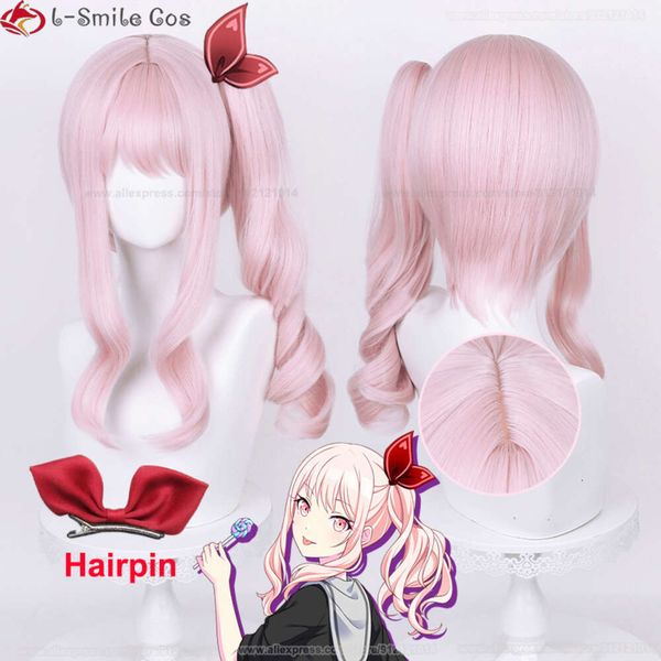 Costumi Catsuit Anime Project Sekai Colourful Stage Feat. Parrucca cosplay Akiyama Mizuki Mzk 45 cm parrucche Amia per capelli ricci rosa chiaro resistenti al calore