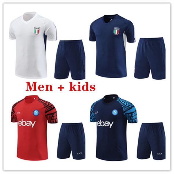 2023 2024 Napoli Fußball-Trikots-Kits Barca-Trainingsanzug 23 24 Milans Camiseta DE FOOT Italien Kurzarm-Sportsweatshirt für Männer und Kinder