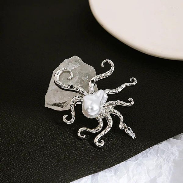 Broschen Metall-Oktopus-Brosche, tropisches Meer, Barock-Perlen-Corsage, kleiner luxuriöser High-End-Schmuck
