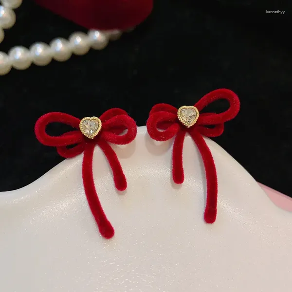 Серьги-гвоздики с красным бантом, розой, звездой, тюльпаном, жареные завитки, геометрические женские модные рождественские универсальные подарочные украшения