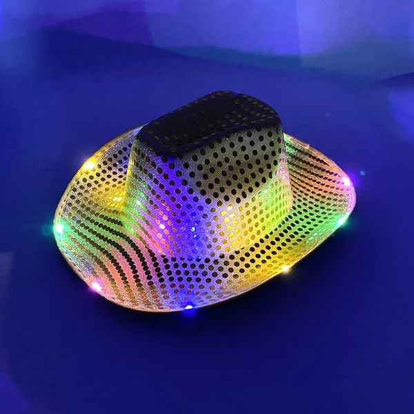 Led Rave Toy Design con luci colorate Berretto da cowboy Neon Decorazioni a LED Forniture Cappello per feste di moda Lampeggiante nel buio 231027