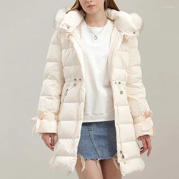 Casacos de trincheira femininos 95% algodão acolchoado inverno europeu e americano roupas com capuz quente espessamento jaqueta casaco ma5790