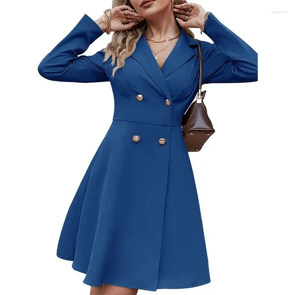 Trench da donna a vita alta elegante giacca a vento cappotto 2023 temperamento autunnale pendolarismo solido doppio petto abito a maniche lunghe