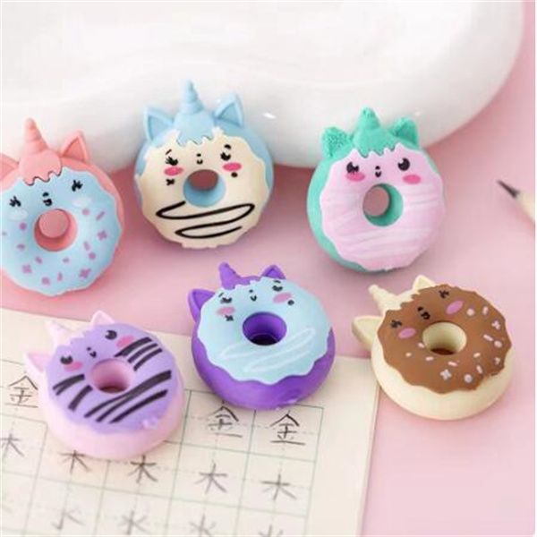 Carino Kawaii Unicorno Ciambella Gomma da cancellare Gomme da matita creative Materiale scolastico Cancelleria Bambini Studenti Fantastici premi GC2423