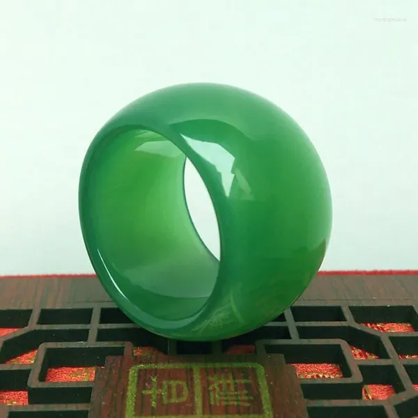 Cluster Anéis Natural Verde Jade Ágata Jóias Gemstone Banda Anel Pedras Para Homens Jóias Luxo Mens