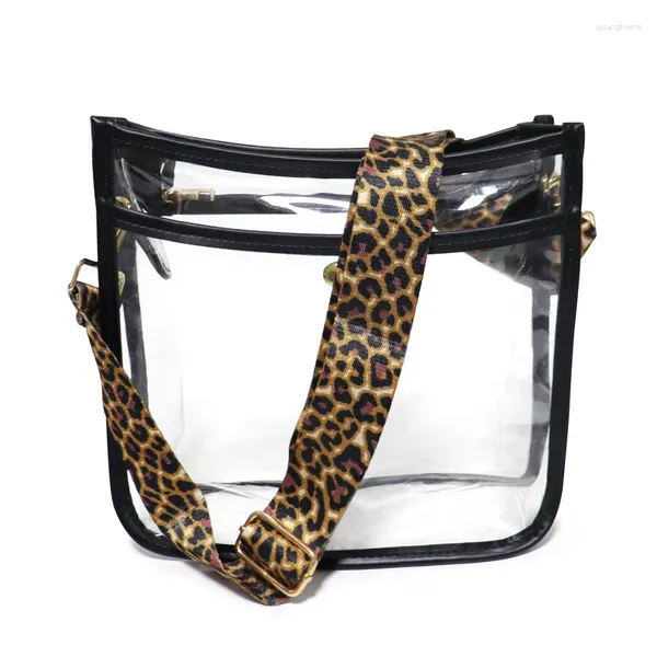 Sacos de noite Clear PVC Messenger Crossbody Bag Mulheres Ombro Transparente com Alças Ajustáveis para Concertos Estádio Aprovado Dia de Jogo